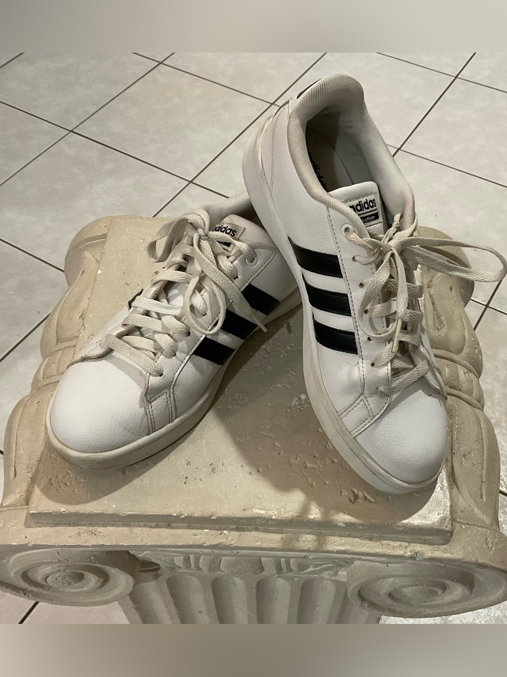 adidas White Sneakers with Black Stripes - Women’s Casual Trainers